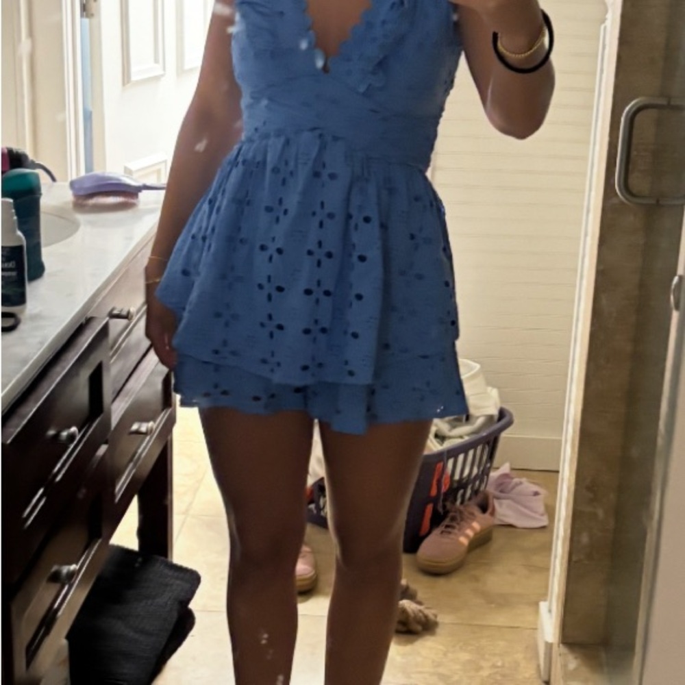 Blue Altard State Ruffle Romper - Picture 4 of 4